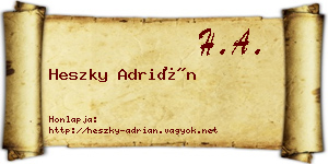 Heszky Adrián névjegykártya